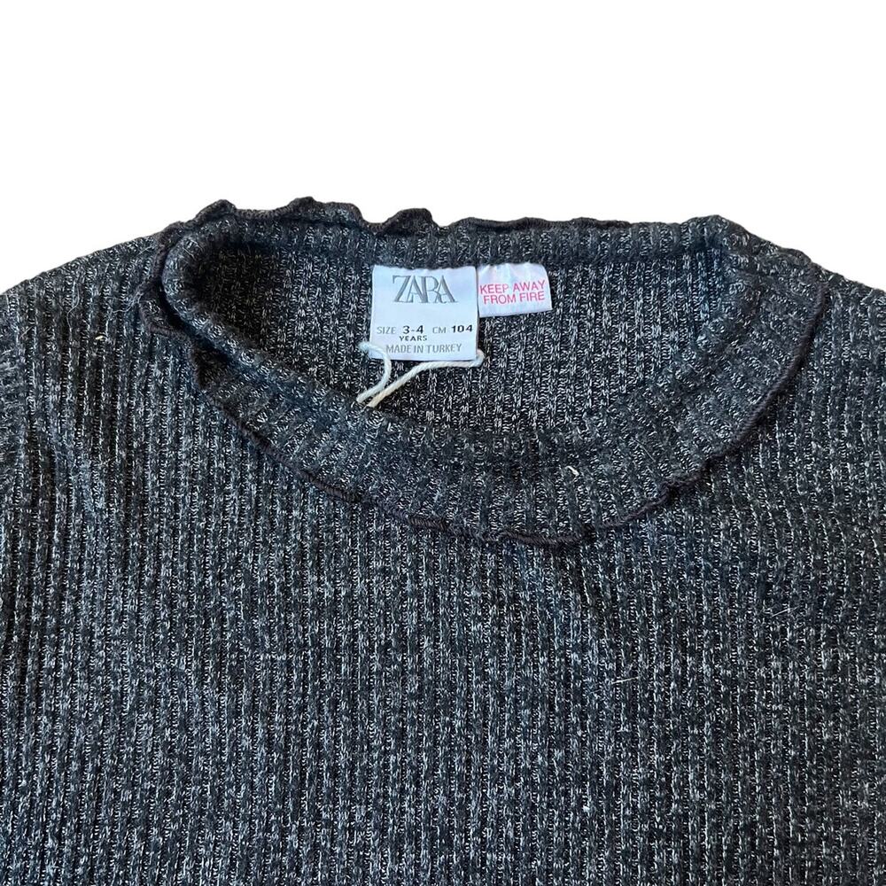 Zara Soft Ribbed Ruffle Neck Top - Picture 2 of 4